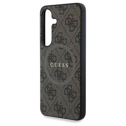 Guess Leather 4G Colored Ring Classic Logo MagSafe Samsung Galaxy S25 Plus készülékhez tok barna