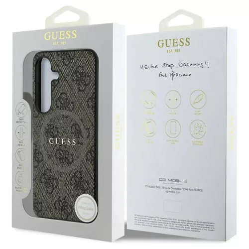Guess Leather 4G Colored Ring Classic Logo MagSafe Samsung Galaxy S25 Plus készülékhez tok barna