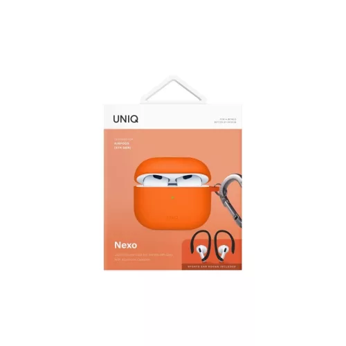 UNIQ tok Nexo AirPods 4 készülékhez + Ear Hooks Silicone, narancs