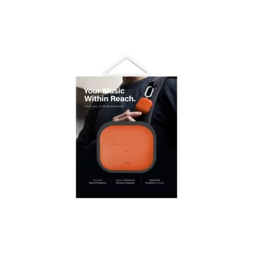 UNIQ tok Nexo AirPods 4 készülékhez + Ear Hooks Silicone, narancs