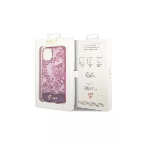 Guess GUHCP14MHGPLHF iPhone 14 Plus / 15 Plus 6.7" készülékhez kemény tok Porcelain Collection fucsia
