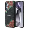 Guess Leather 4G Flowers Print Metal Classic Logo MagSafe Samsung Galaxy S25 készülékhez tok fekete