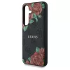 Guess Leather 4G Flowers Print Metal Classic Logo MagSafe Samsung Galaxy S25 készülékhez tok fekete