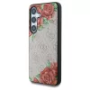 Guess bőr 4G virágmintás fém klasszikus logó MagSafe Samsung Galaxy S25 készülékhez tok rózsaszín