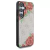 Guess bőr 4G virágmintás fém klasszikus logó MagSafe Samsung Galaxy S25 készülékhez tok rózsaszín