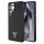 Guess Grained Hot Stamp Peony Pattern Triangle Logo MagSafe tok Samsung Galaxy S25 Ultra készülékhez fekete