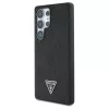 Guess Grained Hot Stamp Peony Pattern Triangle Logo MagSafe tok Samsung Galaxy S25 Ultra készülékhez fekete