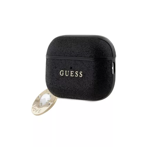 Guess GUAP2PGEHCDK AirPods Pro 2 (2022/2023) készülékhez tok Fixed Glitter Heart Diamond Charm fekete