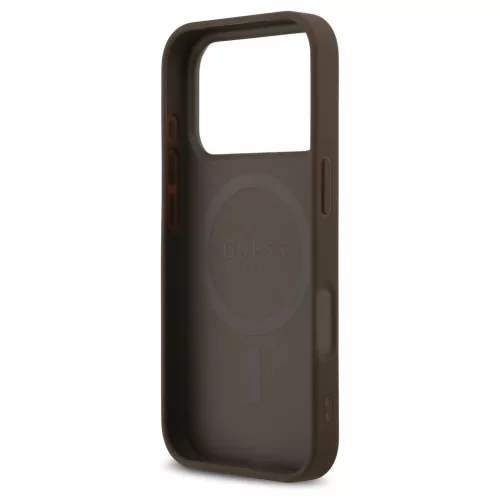 Guess Leather 4G Triangle Strass MagSafe tok iPhone 17 Pro készülékhez barna