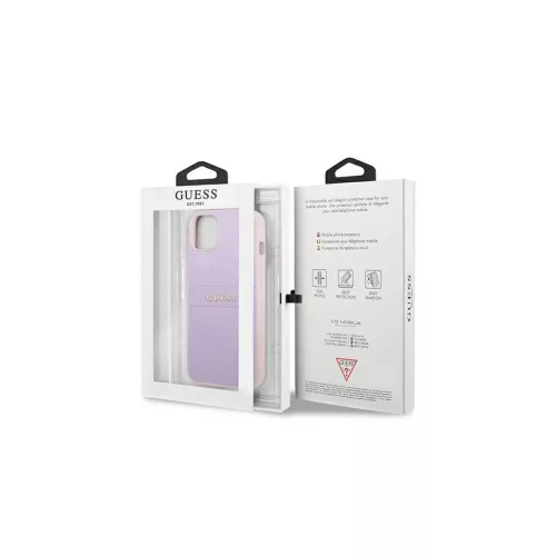 Guess GUHCP13SPSASBPU iPhone 13 mini 5,4" készülékhez tok – Saffiano Hot Stamp & Metal Logo – lila