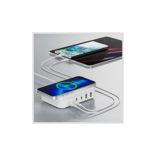 4smarts 7in1 100W töltőállomás vezeték nélküli töltéssel fehér 540570