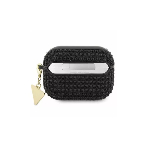 Guess GUAPHDGTPK AirPods Pro készülékhez tok Rhinestone Triangle Charm fekete