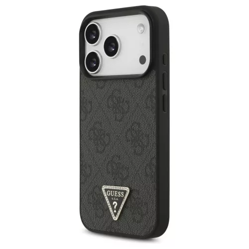 Guess Leather 4G Triangle Strass MagSafe tok iPhone 17 Pro készülékhez fekete