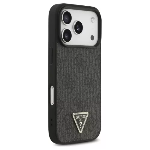 Guess Leather 4G Triangle Strass MagSafe tok iPhone 17 Pro készülékhez fekete