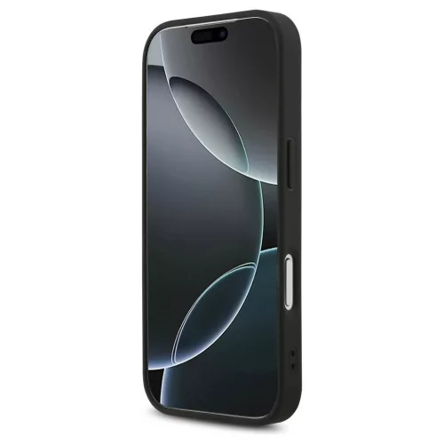Guess Leather 4G Triangle Strass MagSafe tok iPhone 17 Pro készülékhez fekete