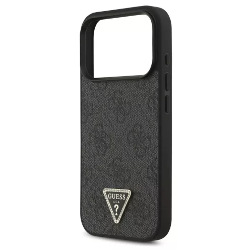 Guess Leather 4G Triangle Strass MagSafe tok iPhone 17 Pro készülékhez fekete