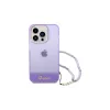 Guess GUHCP14XHGCOHU iPhone 14 Pro Max 6,7" készülékhez kemény tok Translucent Pearl Strap lila