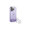 Guess GUHCP14XHGCOHU iPhone 14 Pro Max 6,7" készülékhez kemény tok Translucent Pearl Strap lila