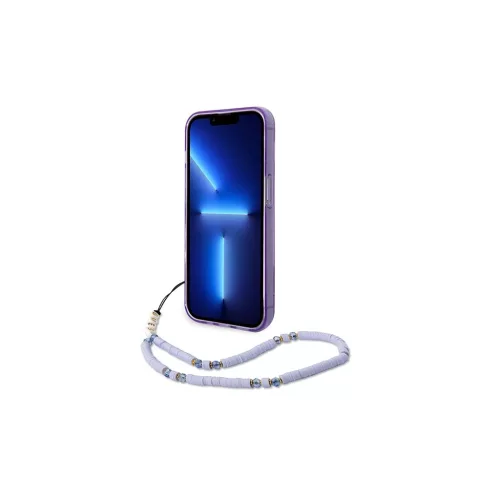 Guess GUHCP14XHGCOHU iPhone 14 Pro Max 6,7" készülékhez kemény tok Translucent Pearl Strap lila