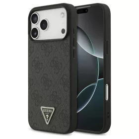   Guess Leather 4G Triangle Strass MagSafe tok iPhone 17 Pro Max készülékhez fekete