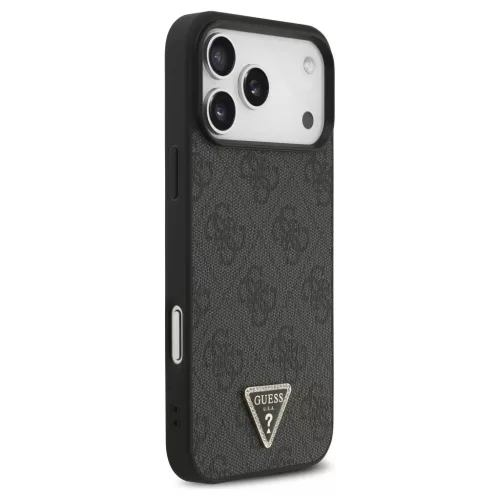 Guess Leather 4G Triangle Strass MagSafe tok iPhone 17 Pro Max készülékhez fekete