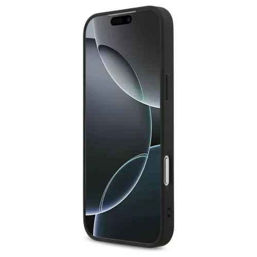 Guess Leather 4G Triangle Strass MagSafe tok iPhone 17 Pro Max készülékhez fekete