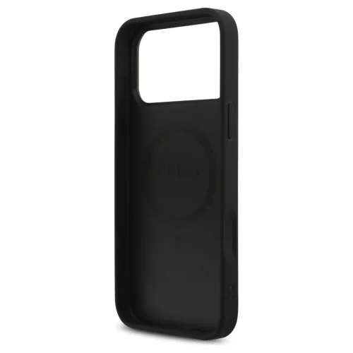 Guess Leather 4G Triangle Strass MagSafe tok iPhone 17 Pro Max készülékhez fekete
