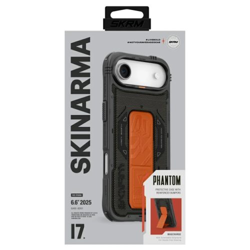 A fordítás így hangoz:Skinarma Phantom tok iPhone Air készülékhez Magnetic Charging + Grip Stand olajzöld