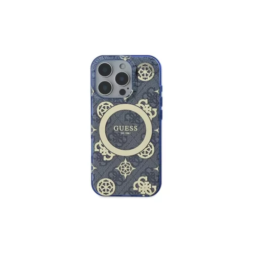 Guess GUHMP16XH4PYEEB iPhone 16 Pro Max készülékhez keménytok IML Peony On 4G Background MagSafe kék