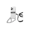 Guess GUHCP13LKC4GBSI iPhone 13 Pro / 13 6,1" készülékhez átlátszó 4G keménytok szürke pánttal és ezüst lánccal