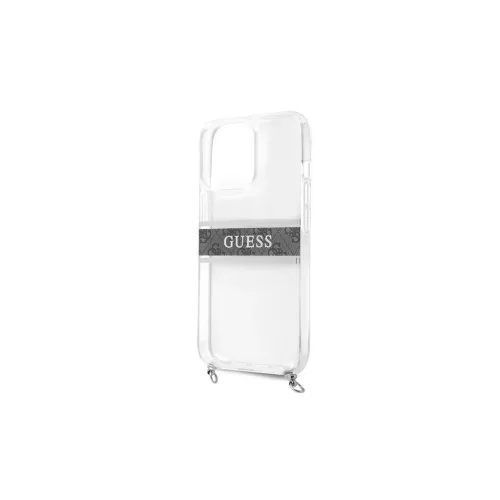 Guess GUHCP13LKC4GBSI iPhone 13 Pro / 13 6,1" készülékhez átlátszó 4G keménytok szürke pánttal és ezüst lánccal