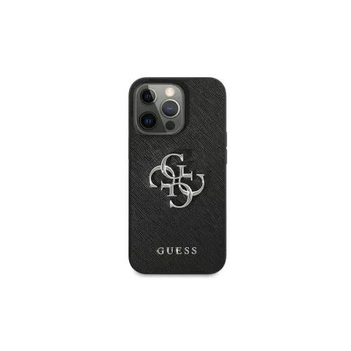 Guess GUHCP13LSA4GSBK iPhone 13 Pro/ 13 6,1" készülékhez kemény tok Saffiano 4G Metal Logo fekete