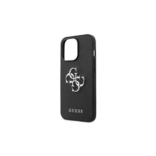 Guess GUHCP13LSA4GSBK iPhone 13 Pro/ 13 6,1" készülékhez kemény tok Saffiano 4G Metal Logo fekete