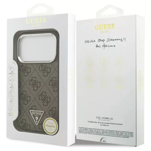 Tok Guess 4G Triangle Logo MagSafe iPhone 17 Pro készülékhez barna