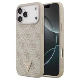   Guess Leather 4G Triangle Strass MagSafe tok iPhone 17 Pro Max készülékhez rózsaszín