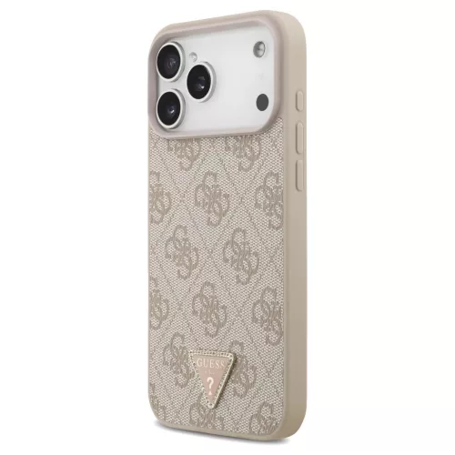 Guess Leather 4G Triangle Strass MagSafe tok iPhone 17 Pro Max készülékhez rózsaszín