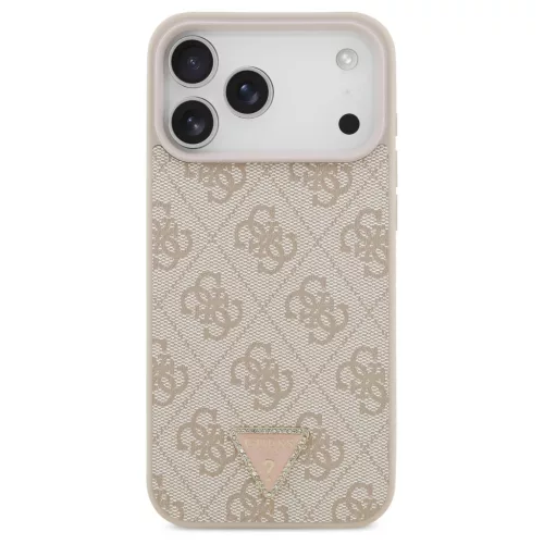 Guess Leather 4G Triangle Strass MagSafe tok iPhone 17 Pro Max készülékhez rózsaszín