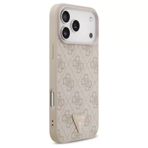 Guess Leather 4G Triangle Strass MagSafe tok iPhone 17 Pro Max készülékhez rózsaszín