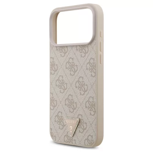 Guess Leather 4G Triangle Strass MagSafe tok iPhone 17 Pro Max készülékhez rózsaszín