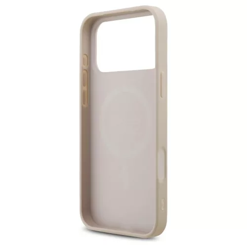 Guess Leather 4G Triangle Strass MagSafe tok iPhone 17 Pro Max készülékhez rózsaszín