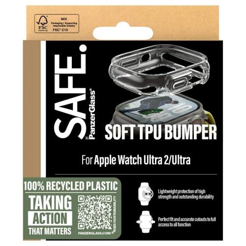 Case SAFE by PanzerGlass TPU tok Apple Watch Ultra / Ultra 2 / Ultra 3 készülékhez átlátszó