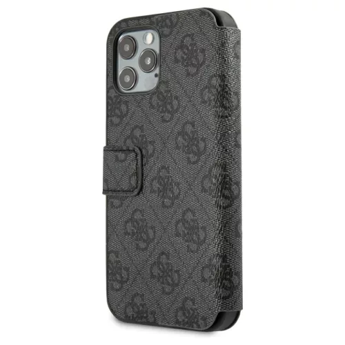 Guess GUFLBKSP12L4GG iPhone 12 Pro Max 6,7" készülékhez füzet tok 4G Charms Collection aszürke