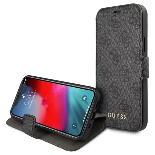 Guess GUFLBKSP12L4GG iPhone 12 Pro Max 6,7" készülékhez füzet tok 4G Charms Collection aszürke
