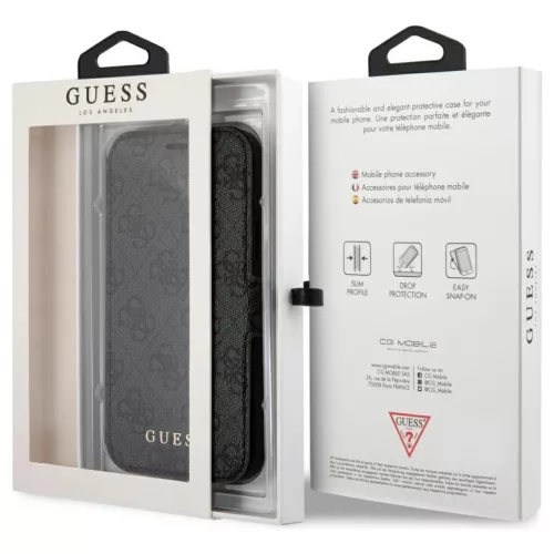 Guess GUFLBKSP12L4GG iPhone 12 Pro Max 6,7" készülékhez füzet tok 4G Charms Collection aszürke