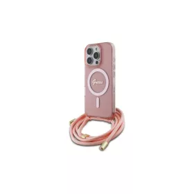   Guess GUHMP16LHCTSGNSP iPhone 16 Pro készülékhez 6.3" kemény tok Crossbody Cord Script MagSafe rózsaszín