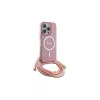 Guess GUHMP16LHCTSGNSP iPhone 16 Pro készülékhez 6.3" kemény tok Crossbody Cord Script MagSafe rózsaszín