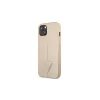 Guess GUHCP13SPSATLE iPhone 13 mini készülékhez kemény tok SaffianoTriangle Logo bézs