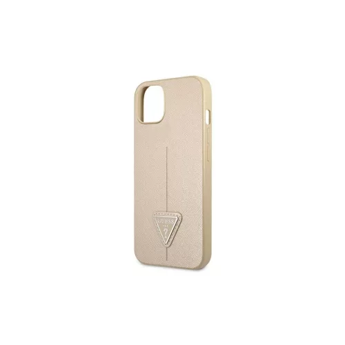 Guess GUHCP13SPSATLE iPhone 13 mini készülékhez kemény tok SaffianoTriangle Logo bézs