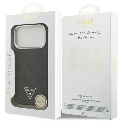 Guess 4G Triangle Logo MagSafe tok iPhone 17 Pro készülékhez fekete ezüst