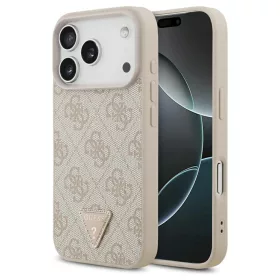   Guess Leather 4G Triangle Strass MagSafe tok iPhone 17 Pro készülékhez rózsaszín
